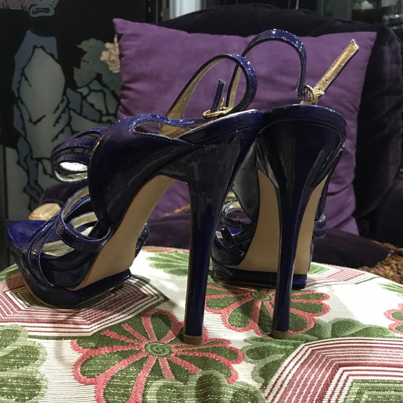 BEBE cobalt blue patent strappy heels 6 - Picture 4 of 6